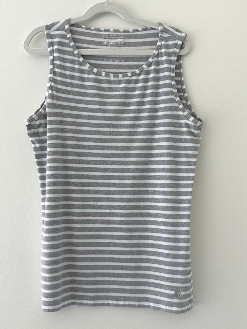 Coolibar Morada Everyday Basic Tank UPF 50 Striped Gray & White - XS